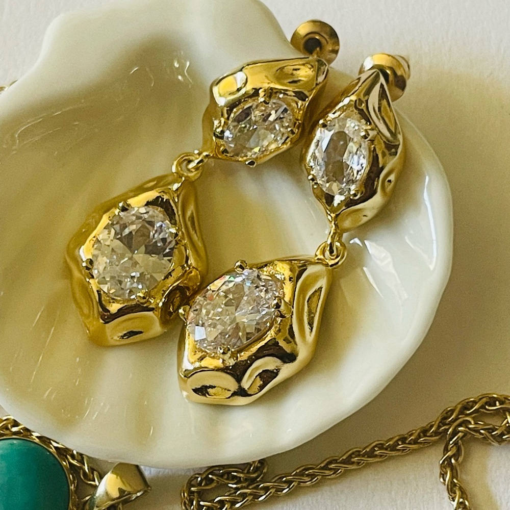 Gold Crystal Drop Earrings